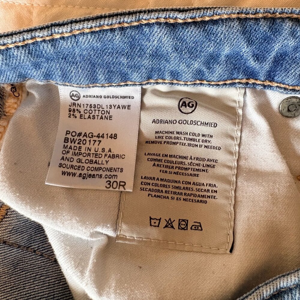AG Isabelle Straight Leg Crop Jeans Size 30 High Rise Raw Hem Designer Denim - Picture 5 of 7